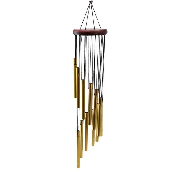 12 Tubes Wind Chimes Aluminum Tube + Pine  Metal Pipe Wind Chimes Bells Decor - Picture 1 of 4